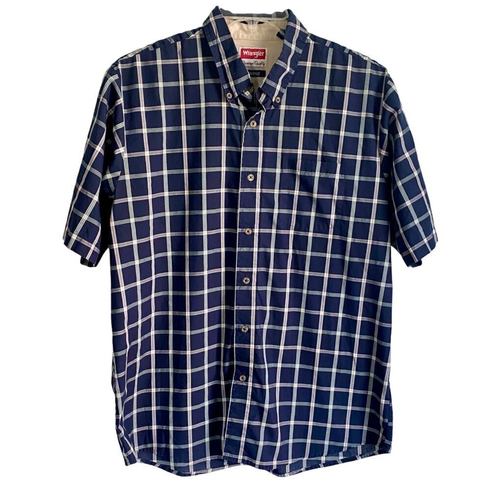 Wrangler Short Sleeve Wrinkle Resist Button Down Shirt Men's Large